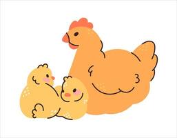 schattig kippen kip Pasen ontwerp geel tekenfilm kippen Aan wit achtergrond vector