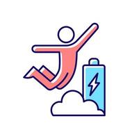 verhoogd energie rgb-kleurenpictogram. motivatie verhoogt de energie en productiviteit. gemoedstoestand stromen. volledige activiteit onderdompeling. doel bereiken. geïsoleerde vectorillustratie. eenvoudige gevulde lijntekening vector