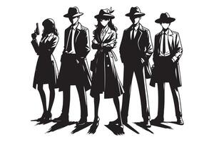 ai gegenereerd maffia silhouet vector, detective silhouet vector geïsoleerd Aan wit achtergrond