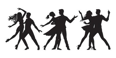 ai gegenereerd silhouetten van dansen stel, dansen Mens en vrouw, paar dans silhouet reeks vector