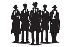 ai gegenereerd maffia silhouet vector, detective silhouet vector geïsoleerd Aan wit achtergrond