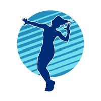 silhouet van een gewoontjes vrouw in een dansen houding. silhouet van een danser vrouw in actie houding. vector