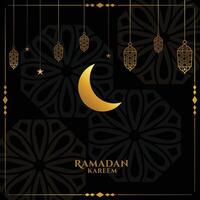 elegant zwart en gouden Ramadan kareem eid groet ontwerp vector