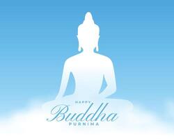 gelukkig vesak traditioneel achtergrond met heer Boeddha silhouet vector