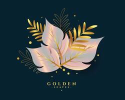 elegant gouden bladeren met holografische effect grafisch ontwerp vector