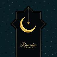 Ramadan kareem uitnodiging poster met gouden maan en ster vector