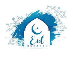 mooi eid mubarak kaart met moskee en maan voor geestelijk tintje vector