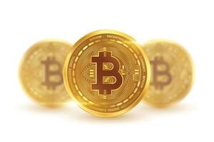 cryptogeld bitcoin gouden munt geïsoleerd in wit achtergrond vector