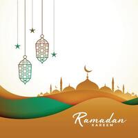 Ramadan kareem achtergrond in papier stijl vector