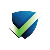 cyber verdediging logo met vinkje van vertrouwen voor uw digitaal bedrijf vector