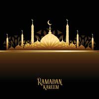 Ramadan kareem gouden moskee ontwerp kaart vector