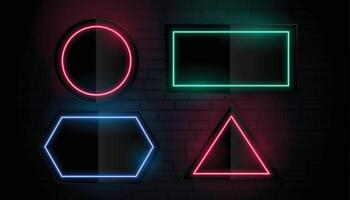 gloeiend neon kleurrijk meetkundig kaders ontwerp reeks vector