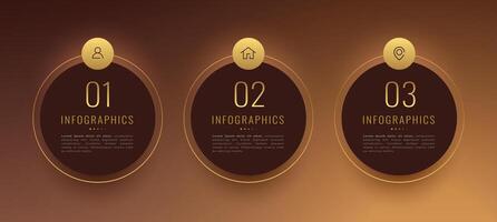 3 stap infographic gouden lay-out voor uw De volgende project vector