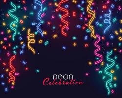 viering vallend confetti in neon licht kleuren achtergrond vector