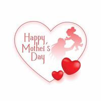 gelukkig moeders dag liefde hart achtergrond voor mam en kind relatie vector