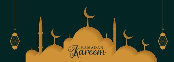 Ramadan kareem vlak papier stijl banier ontwerp vector