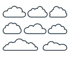 lijn stijl wolken reeks van acht vector