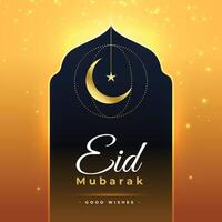 mooi eid mubarak groet kaart met voor feestelijk seizoen vector