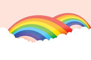 regenboog achtergrond met wolken in pastel kleuren vector