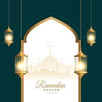 Ramadan kareem festival kaart met lantaarn decoratie vector