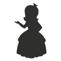 zwart silhouet. Lieve prinses. vectorillustratie geïsoleerd op een witte achtergrond. ontwerpelement. sjabloon voor uw ontwerp, boeken, stickers, posters, kaarten, kinderkleding. vector