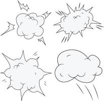 comics explosie wolken pictogrammen. grappig chatten, tekenfilm vector illustratie