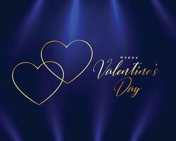 gouden lijn harten met plek licht valentijnsdag dag achtergrond vector