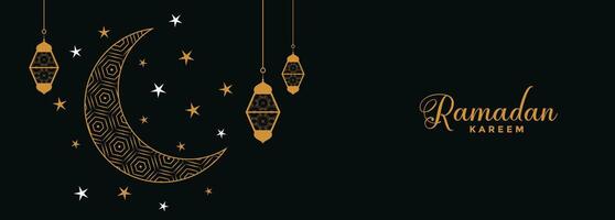 vlak eid maan en sterren Ramadan kareem banier ontwerp vector