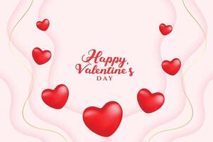 gelukkig Valentijnsdag dag lief kaart met liefde harten decoratie vector