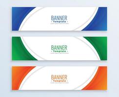modern bedrijf breed banners reeks in drie kleuren vector