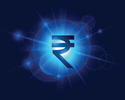 Indisch roepie digitaal valuta achtergrond licht effect vector