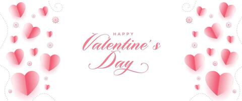 valentijnsdag dag romantisch banier met papier stijl drijvend harten vector