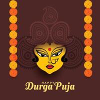 gelukkig durga pooja bloem decoratief kaart ontwerp vector