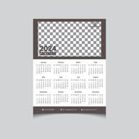 minimaal gemakkelijk aanstaande 2024 een pagina muur kalender ontwerp vector sjabloon, muur kalender ontwerp 2024-jaar, een bladzijde kalender ontwerp