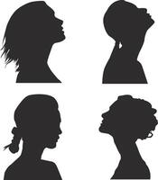 reeks van vrouw hoofd silhouet. met verschillend kapsel. vector illustratie.