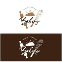 bakkerij logo insigne retro vector illustratie.voor cupcake,bakkerij.cake wijnoogst typografie logo ontwerp.