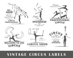 reeks van wijnoogst circus etiketten vector