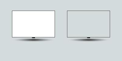 TV 4k vlak scherm lcd of Oled, realistisch plasma TV met stellage. vector