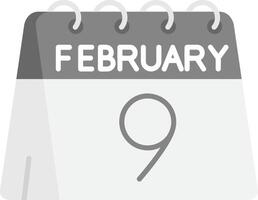 9e van februari grijs schaal icoon vector