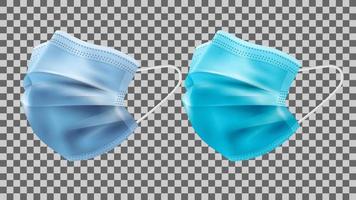 medisch masker, realistisch 3d blauw gezichtsmasker geïsoleerd vector