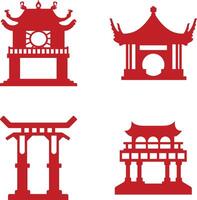 traditioneel Chinese gebouw icoon set. vlak ontwerp concept vector