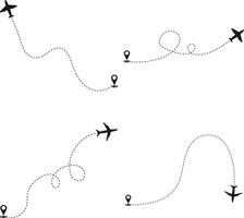 reeks van vliegtuig gestippeld. vliegtuig routes. geïsoleerd Aan wit achtergrond vector