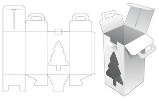 handvat hoge doos met gestanste sjabloon in de vorm van een kerstboom vector