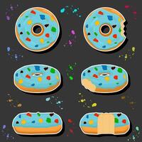 illustratie Aan thema groot reeks verschillend types kleverig donuts, zoet donuts divers grootte vector