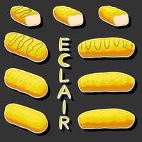 illustratie Aan thema vers zoet smakelijk eclair van bestaande divers ingrediënten vector