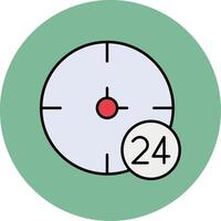 24 uren lijn gevulde veelkleurig cirkel icoon vector