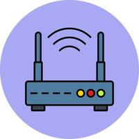 Wifi router lijn gevulde veelkleurig cirkel icoon vector