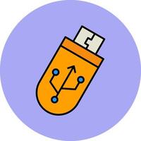 USB lijn gevulde veelkleurig cirkel icoon vector