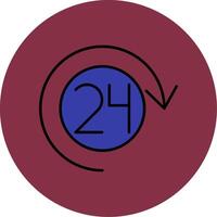 Open 24 uren lijn gevulde veelkleurig cirkel icoon vector