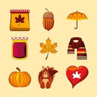 iconen set van de herfst vector